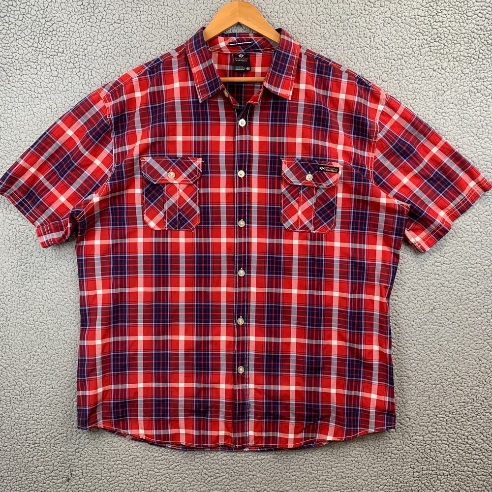 Vtg Enyce Y2k Hip Hop Streetwear Short Sleeve Red Plaid Button Up Mens 4X